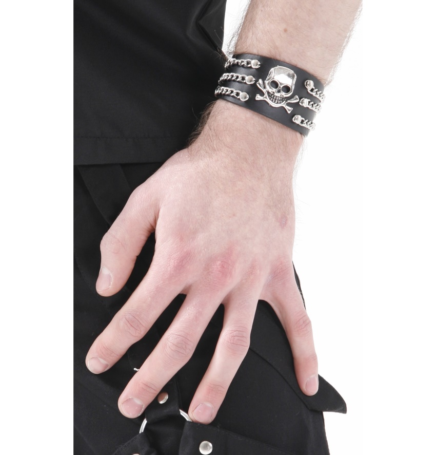 Leder Armband Totenkopf Dead Threads