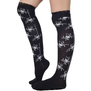 Overknee mit Spitzenrand und Spinnenmuster