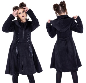 Fleecemantel mit Satinschnürung