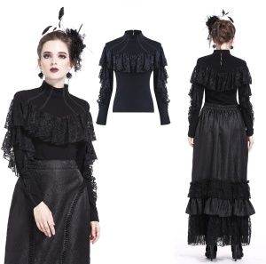 Shirt mit Spitzenrüschen Dark in Love