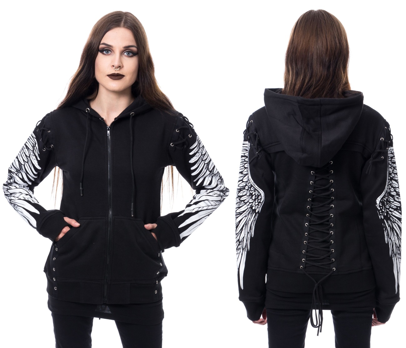 Elora Hood Kapuzenjacke mit Engelsflügeln Poizen Industries