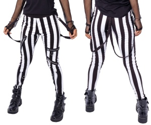 Leggings schwarz/weiss gestreift Heartless