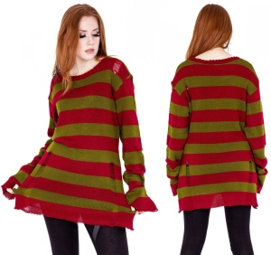 Pullover burgundy/oliv Stripe