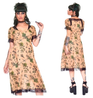 Midi Kleid Pflanzen Tier Print