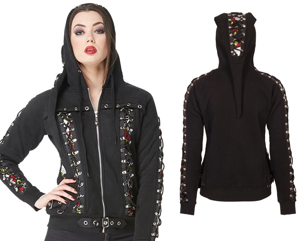 Girljacke Skull&Roses Kapuzenjacke mit Schnürung Jawbreaker