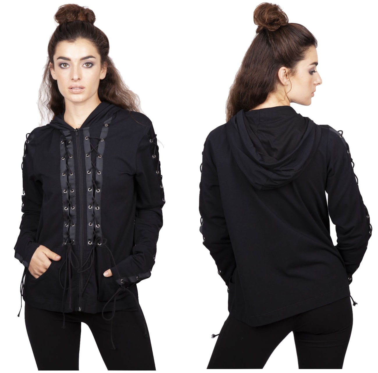 Sweatjacke im Gothicstil mit Schnürung Jawbreaker