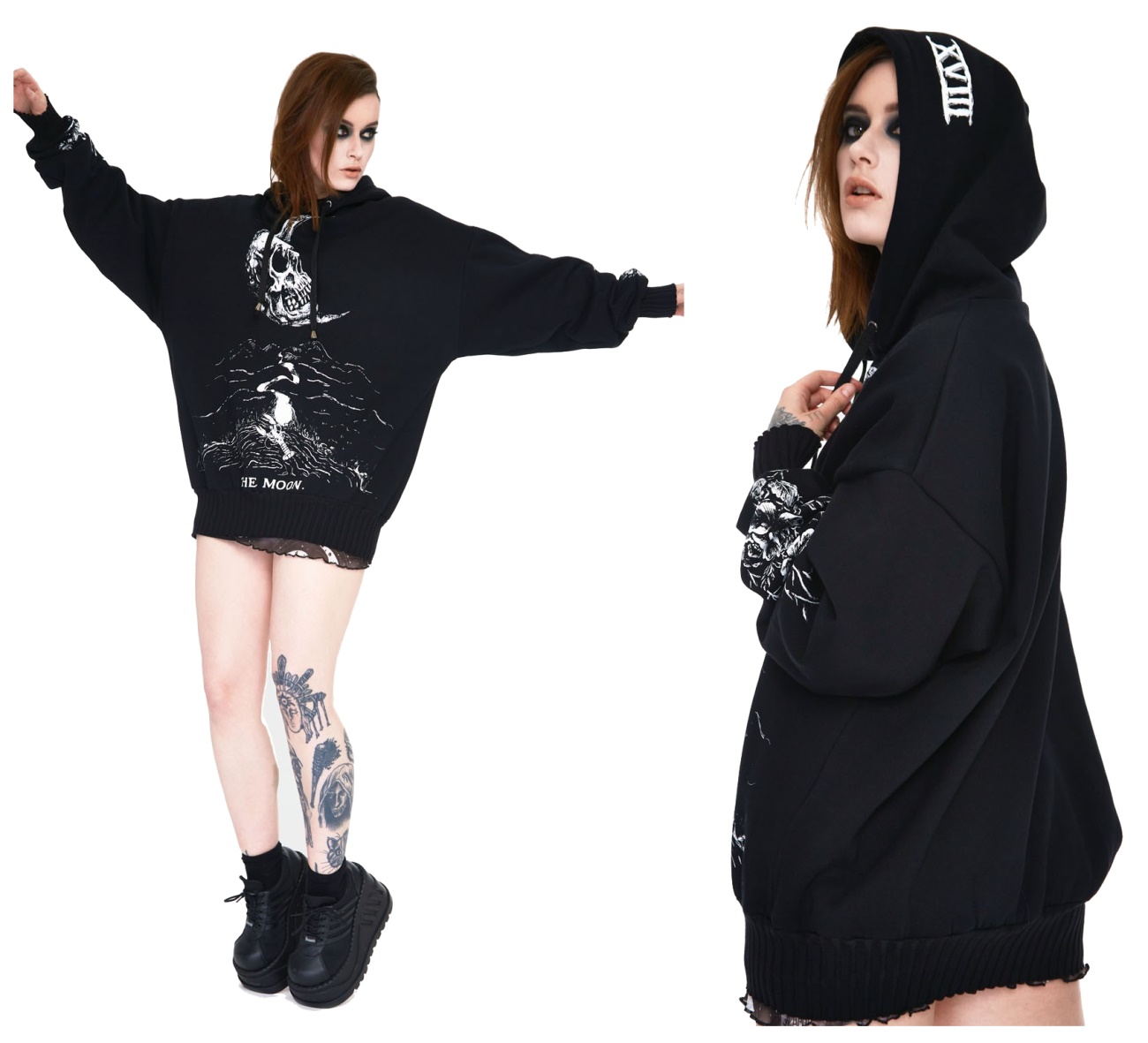 Kapuzenpullover Oversize Skull Moon