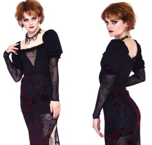 Shirtbluse mit langen Netzärmeln