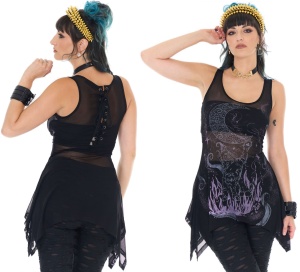Cosmic Cat Print Mesh Vest Jawbreaker