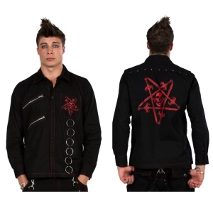 Gothic Hemd mit rotem Pentagramm Dead Threads
