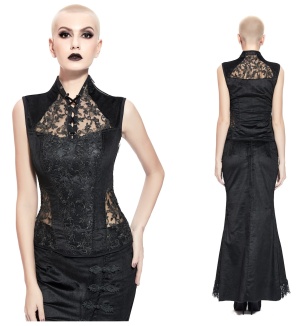 Gothic Top mit Spitzeneinsatz Pentagramme