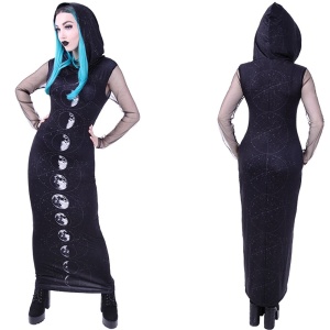 Langes Gothic Kleid Moon Phases