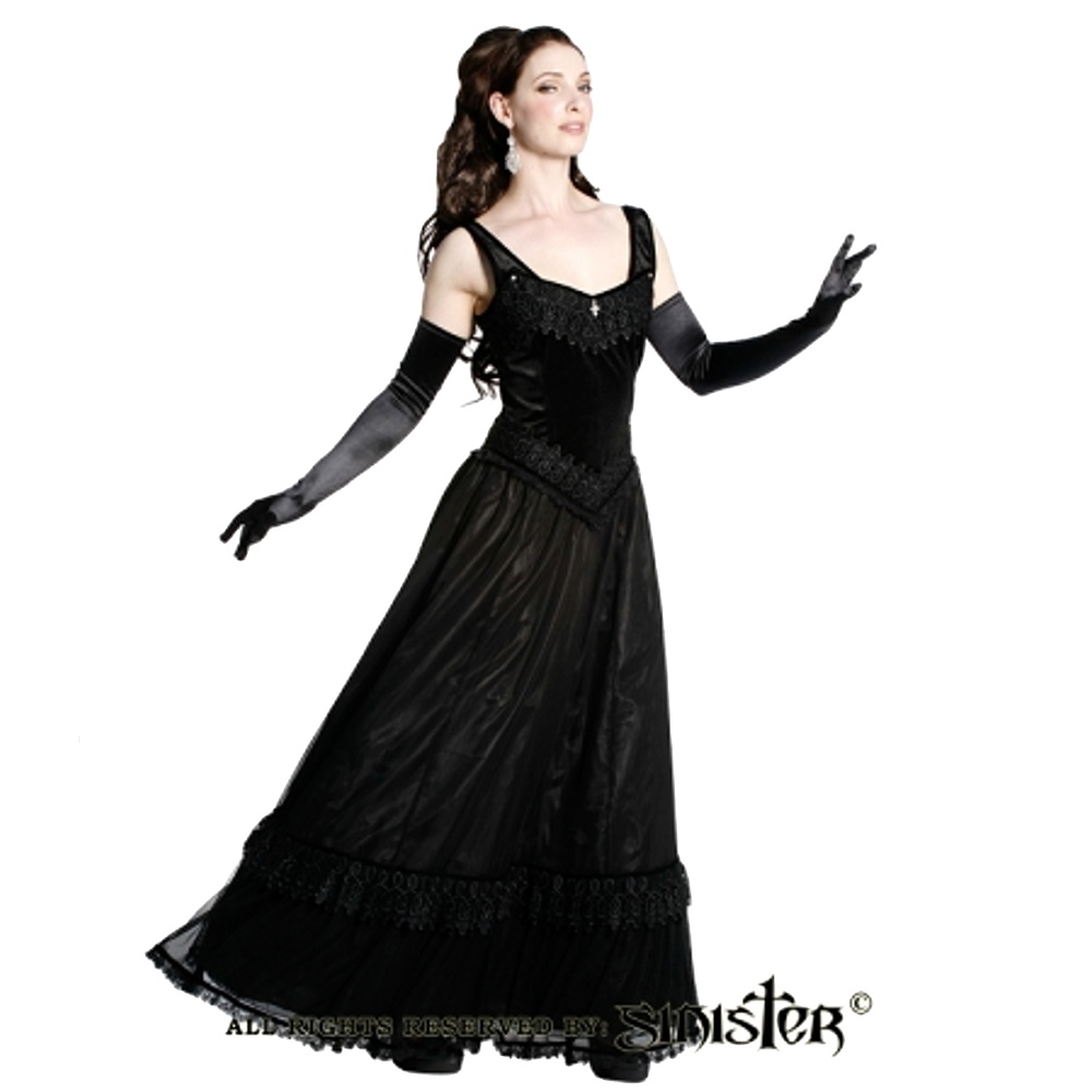 Edles Gothic Kleid lang Sinister Plussize - Sinister Shop - SIN709
