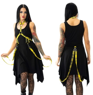 Kleid mit gelben Bondagebändern