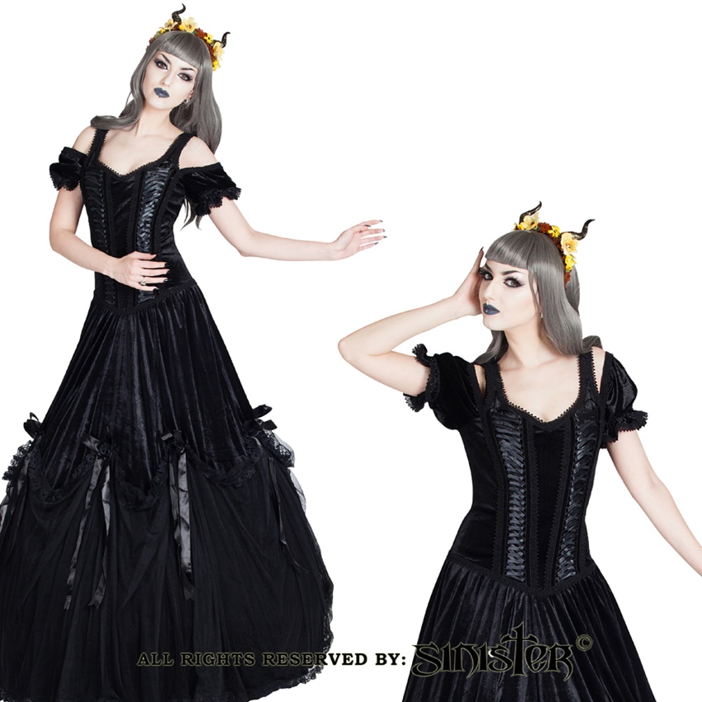 Edles Gothic Kleid Lang Sinister Sinister Kleider Gothic Onlineshop Gothic Punk Rockabilly Shop Details Sin943 Kleidung