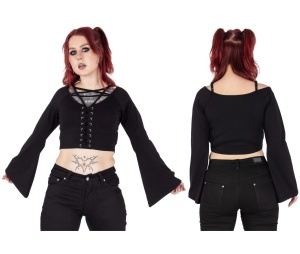 Crop Top mit Glockenärmeln
