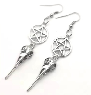 Ohrringe Crow Pentagram