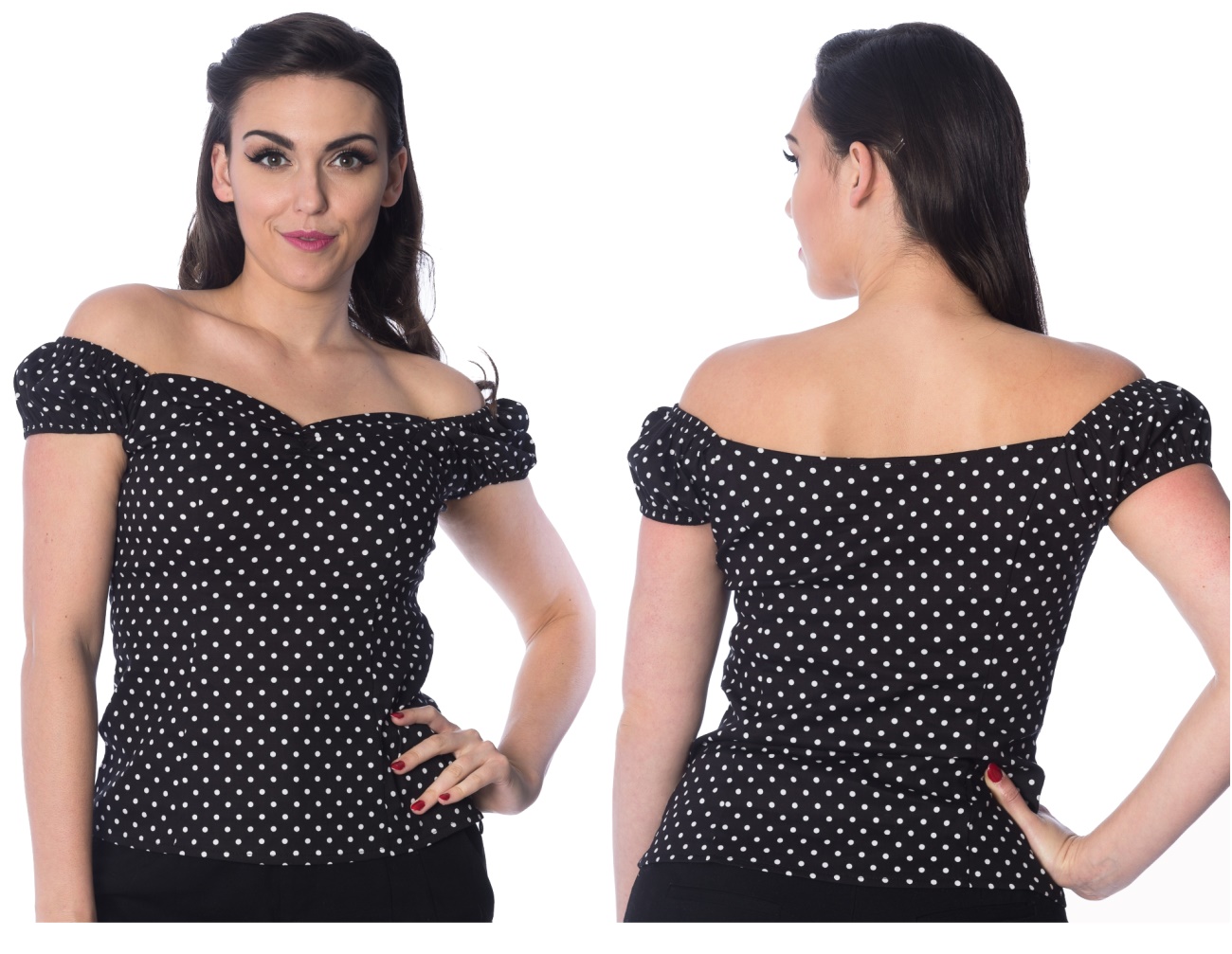 Damen Rockabilly Bluse gepunktet Banned 