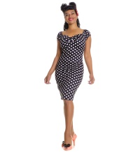 Pencil Dress/Bleistiftkleid Dolores gepunktet Collectif Rockabilly bis Plussize