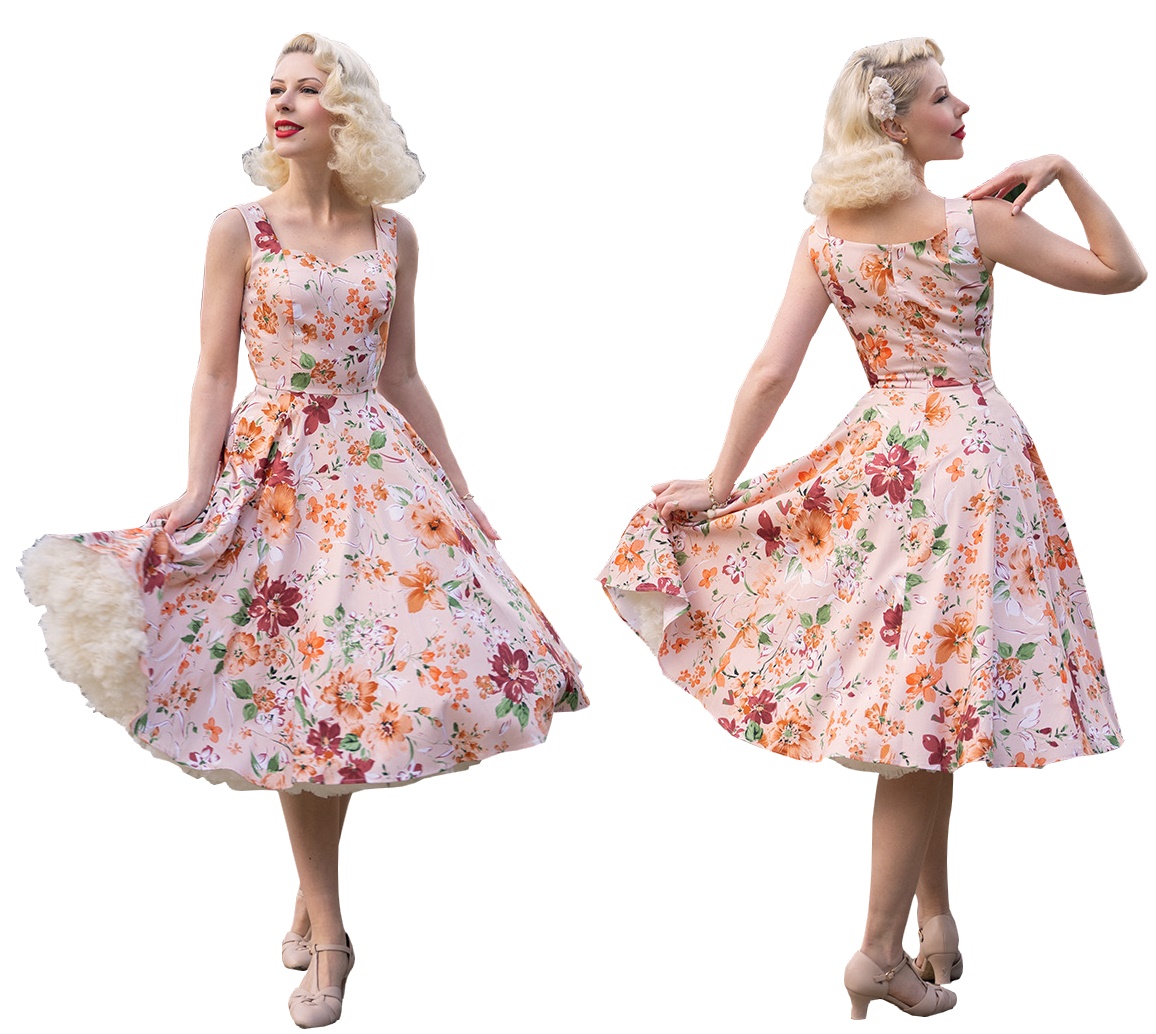 Rock N Roll Kleid peach Flower