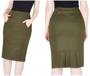 Bleistiftrock Pencil Skirt olivgrün Voodoo Vixen