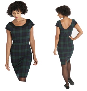 Tartan Etui Kleid Pencil Dress Hellbunny