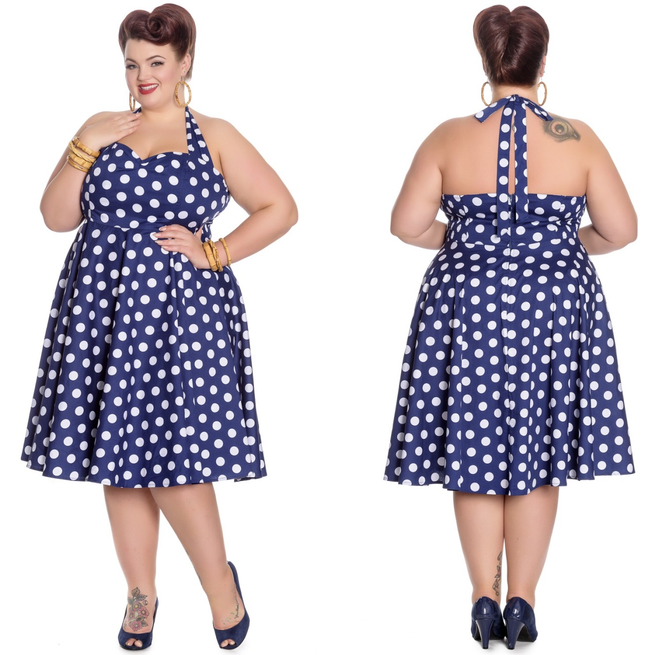 Marian Dress Rock N Roll Kleid Punkte Plussize Hellbunny