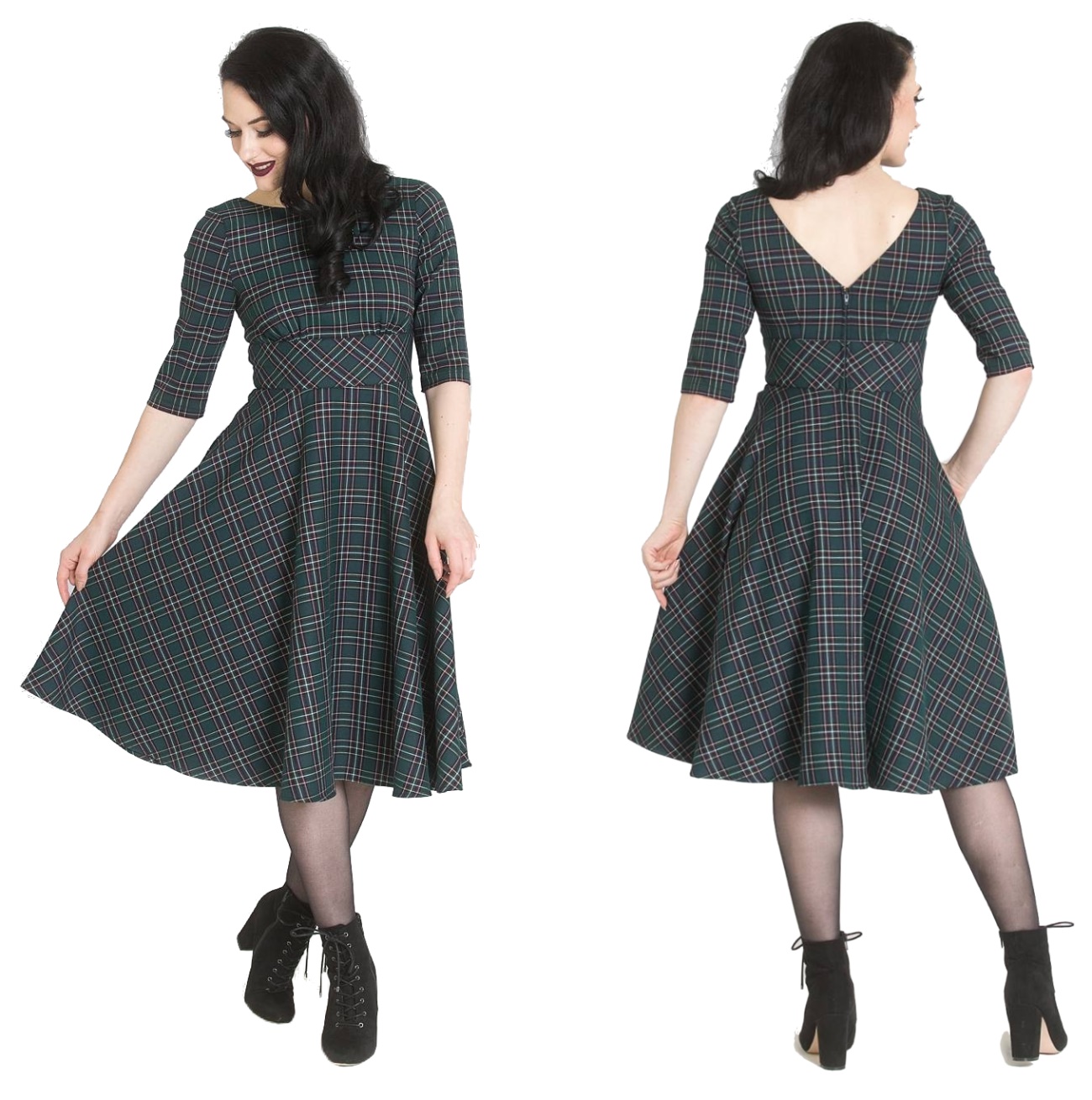 Peebles Dress Rockn Roll Kleid tartan Kleid Hellbunny