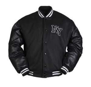 Baseball Jacke mit Patch basic mit schwarzen Ärmeln