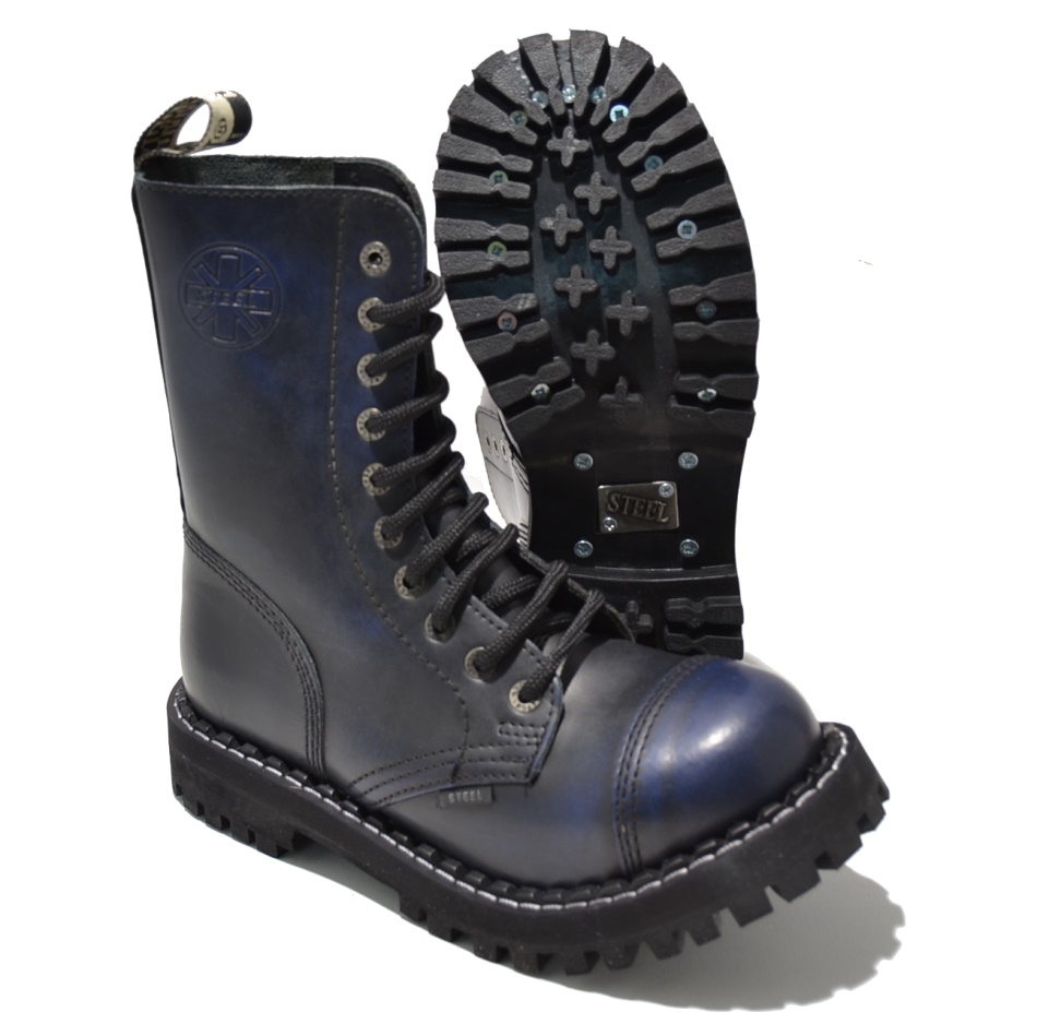 Steel 10 Loch Boots Schnürstiefel Springerstiefel navy rub off