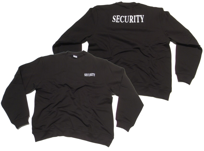 Security Sweatshirt vor und hinten bedruckt